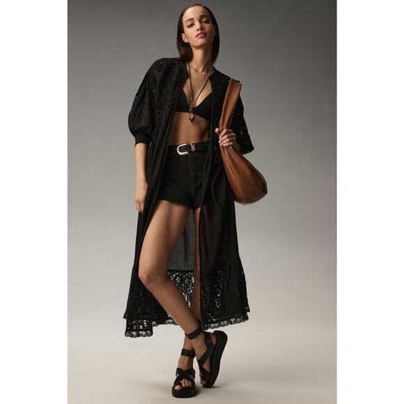 By Anthropologie Mixed Lace Crochet Duster One Size NWT